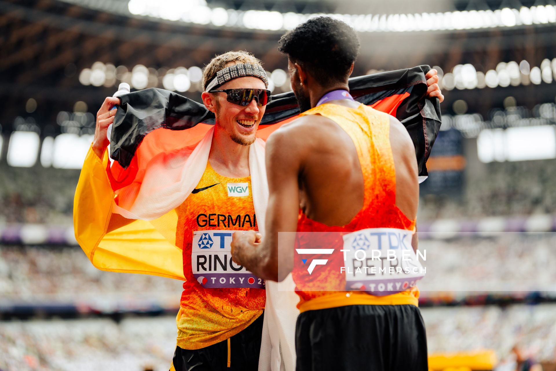 Amanal Petros (GER), Richard Ringer (GER) during the World Athletics Championships on 15.09.2025 in Tokyo.
