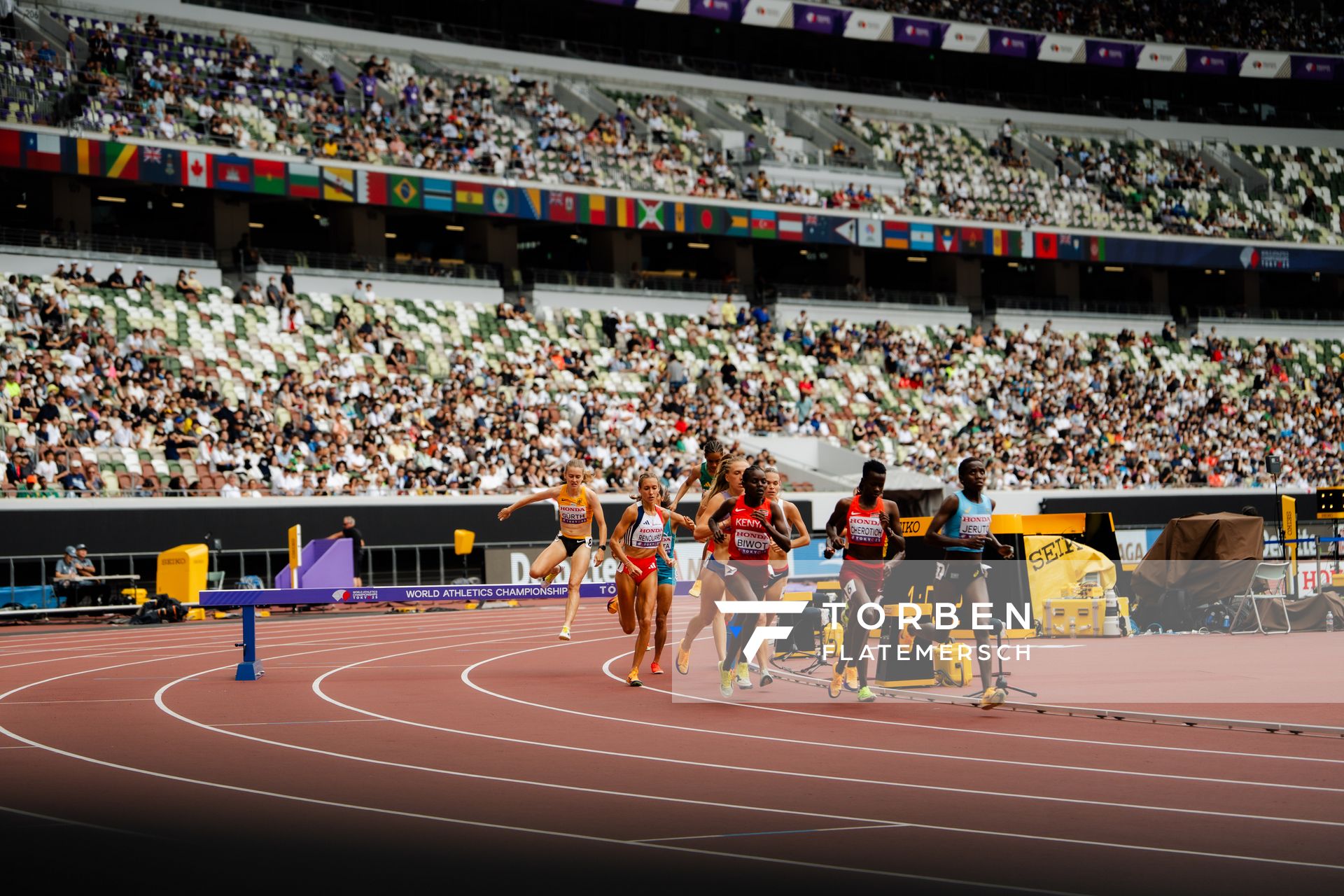 Olivia Gürth (GER), Flavie Renouard (FRA), Celestine Jepkosgei Biwot (KEN), Faith Cherotich (KEN) during the World Athletics Championships on 15.09.2025 in Tokyo.