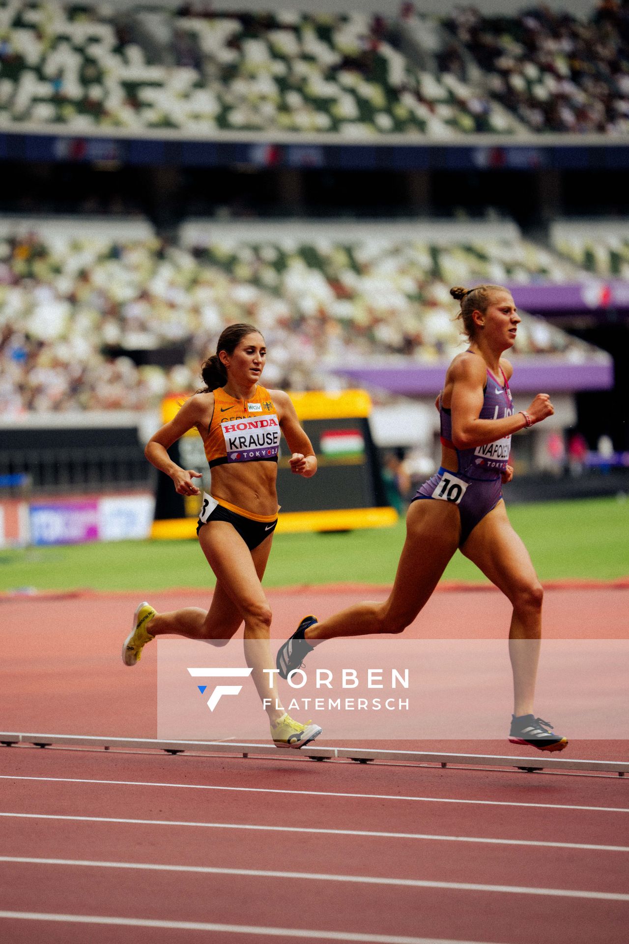 Angelina Napoleon (USA), Gesa Felicitas Krause (GER) during the World Athletics Championships on 15.09.2025 in Tokyo.