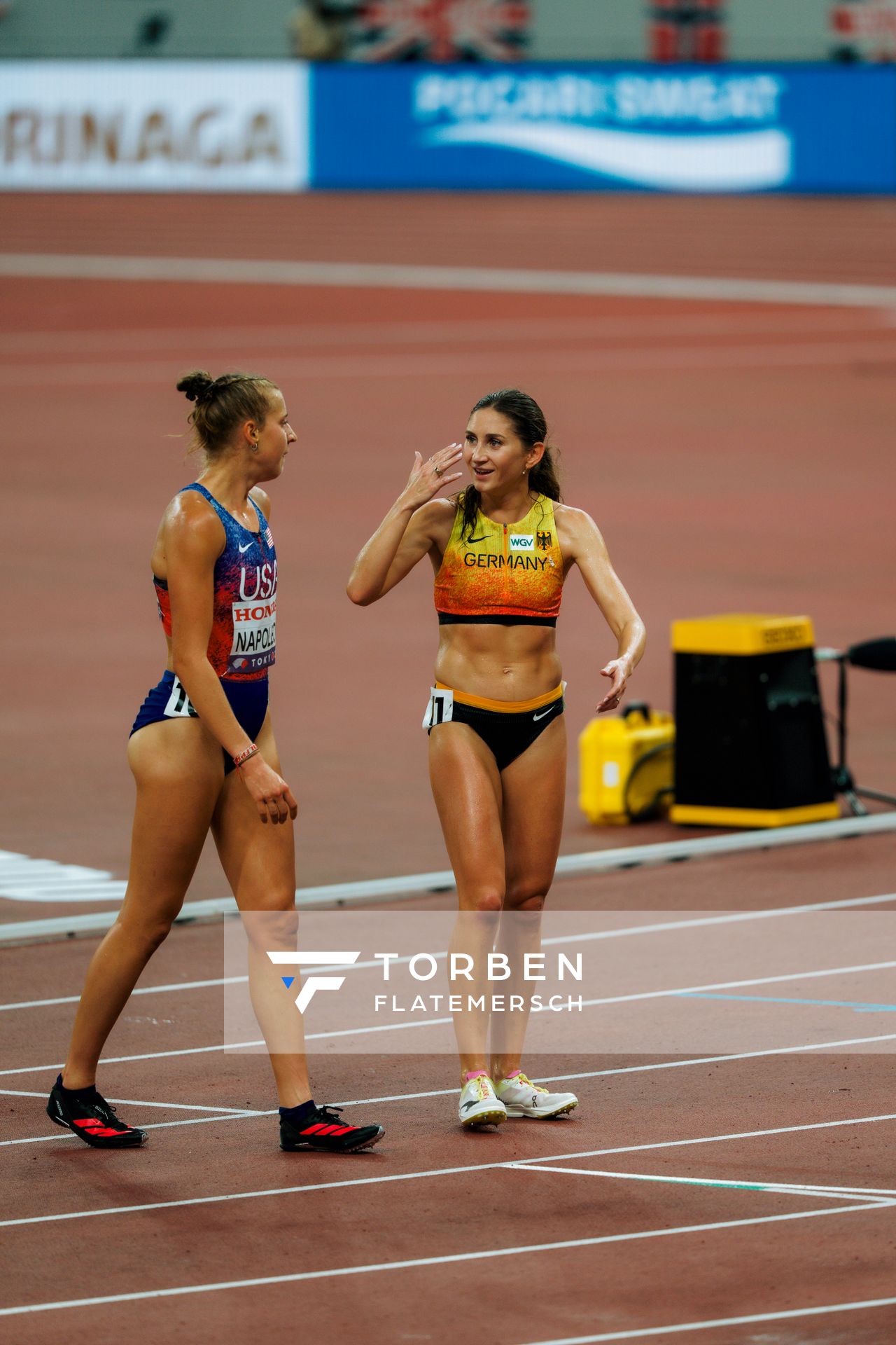 Angelina Napoleon (USA), Gesa Felicitas Krause (GER) during the World Athletics Championships on 17.09.2025 in Tokyo.