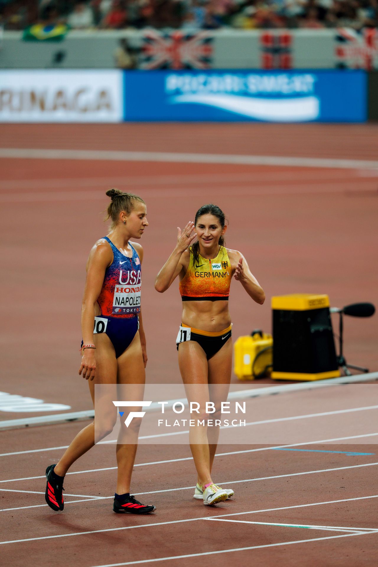 Angelina Napoleon (USA), Gesa Felicitas Krause (GER) during the World Athletics Championships on 17.09.2025 in Tokyo.