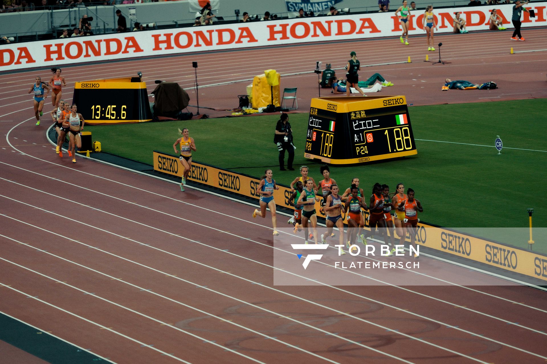 Anna Hall (USA), Marta García (ESP), Jana Van Lent (BEL), Lea Meyer (GER) during the World Athletics Championships on 18.09.2025 in Tokyo.