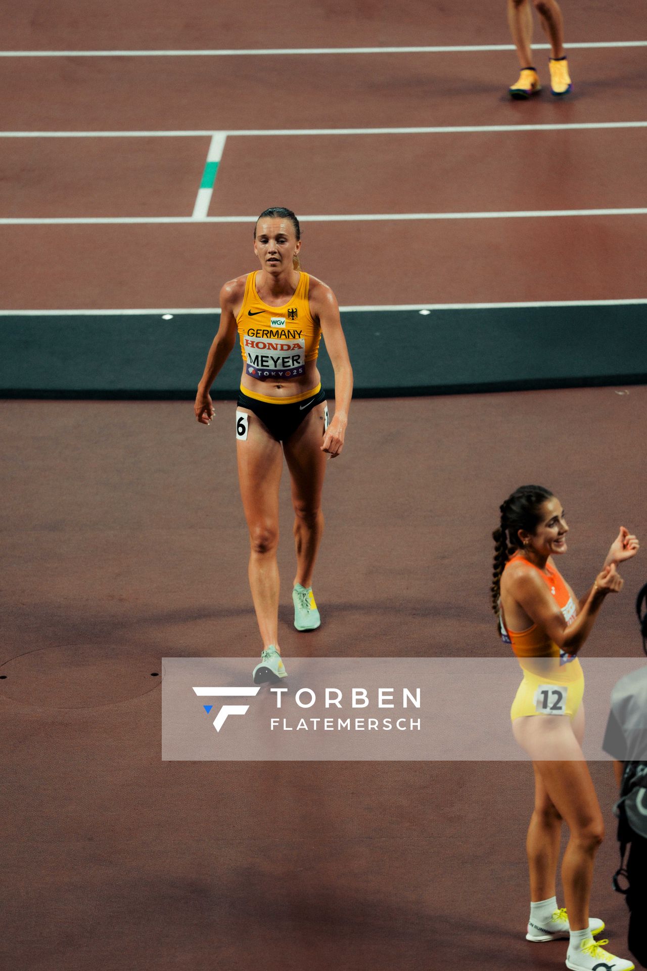 Anna Hall (USA), Marta García (ESP), Jana Van Lent (BEL), Lea Meyer (GER) during the World Athletics Championships on 18.09.2025 in Tokyo.