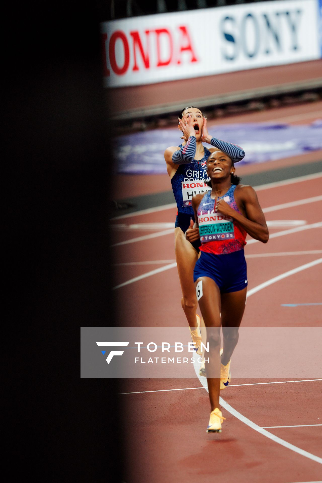 Melissa Jefferson Wooden (USA), Amy Hunt (GBR) during the World Athletics Championships on 19.09.2025 in Tokyo.