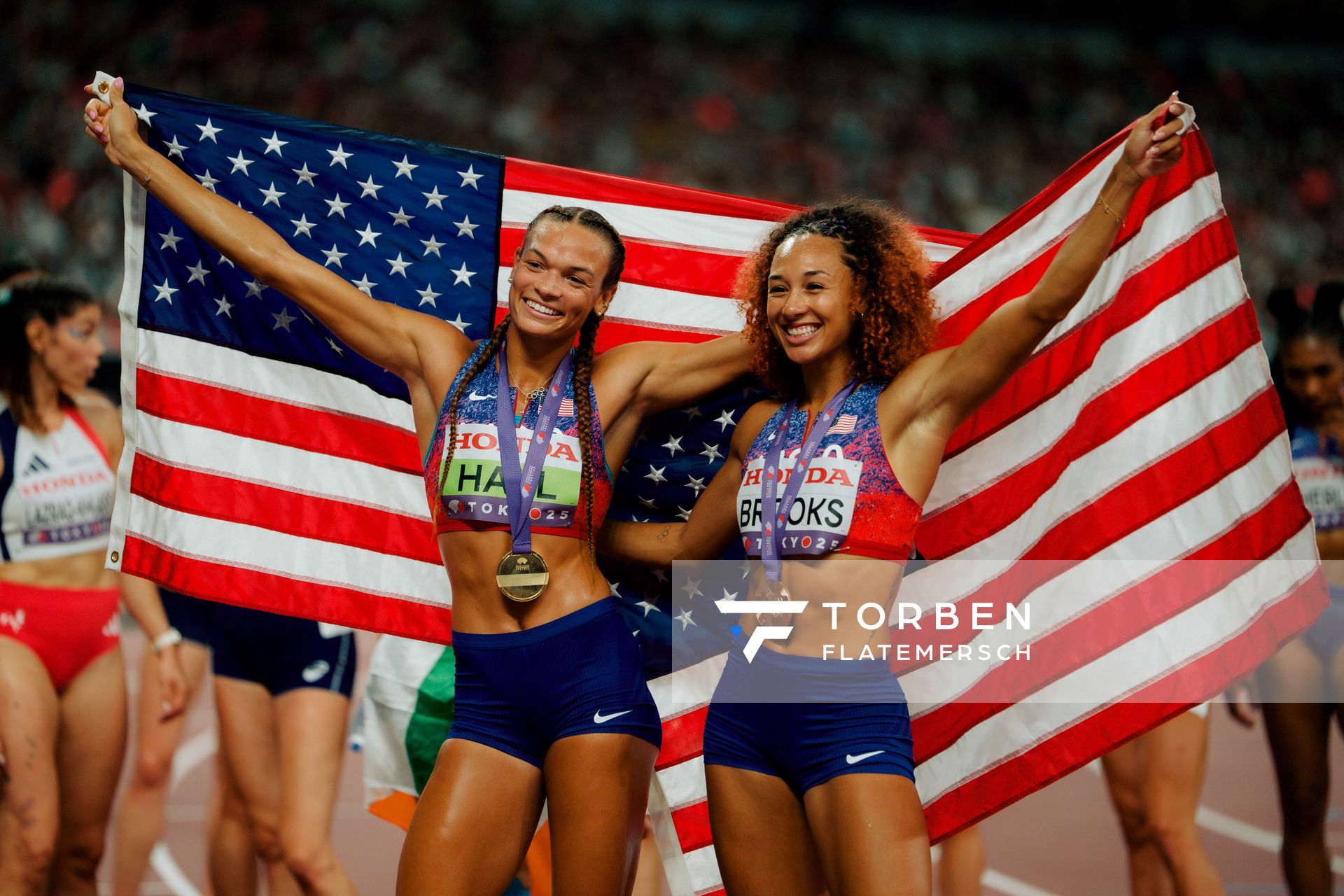 Anna Hall (USA), Taliyah Brooks (USA) during the World Athletics Championships on 20.09.2025 in Tokyo.