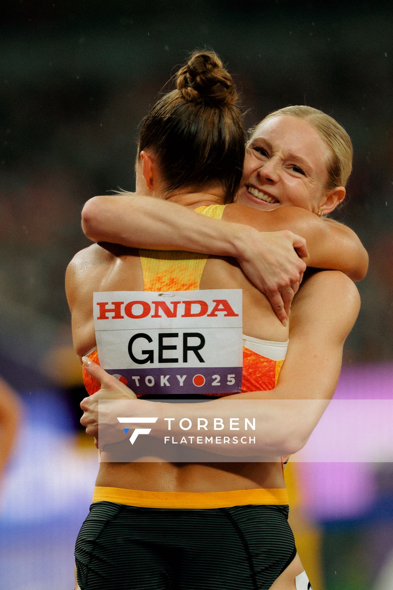 Gina Lückenkemper (GER), Sina Mayer (GER) during the World Athletics Championships on 21.09.2025 in Tokyo.