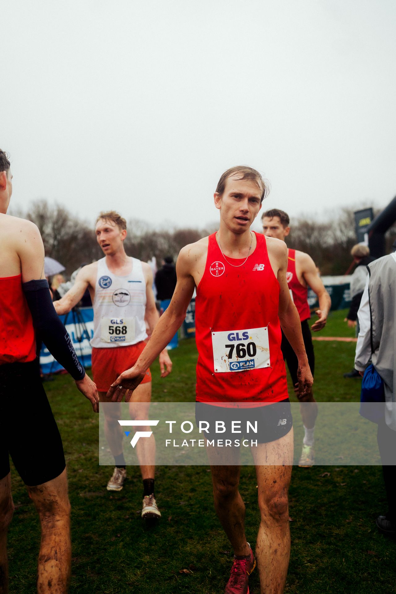 Linus Korsmeier (TSV Bayer 04 Leverkusen) im Lauf L10 - Männer, U23 Langstrecke bei den Deutschen Meisterschaften im Crosslauf auf dem Sportgelände Bürgerpark Nord am 30.11.2025 in Darmstadt