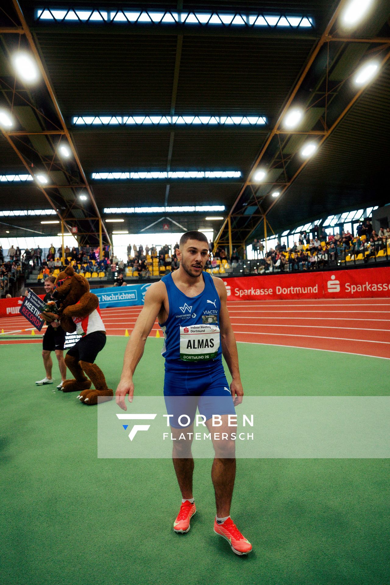 Deniz Almas (TV Wattenscheid 01) am 08.02.2026 beim Sparkassen Indoor Meeting in der Helmut-Körnig-Halle in Dortmund
