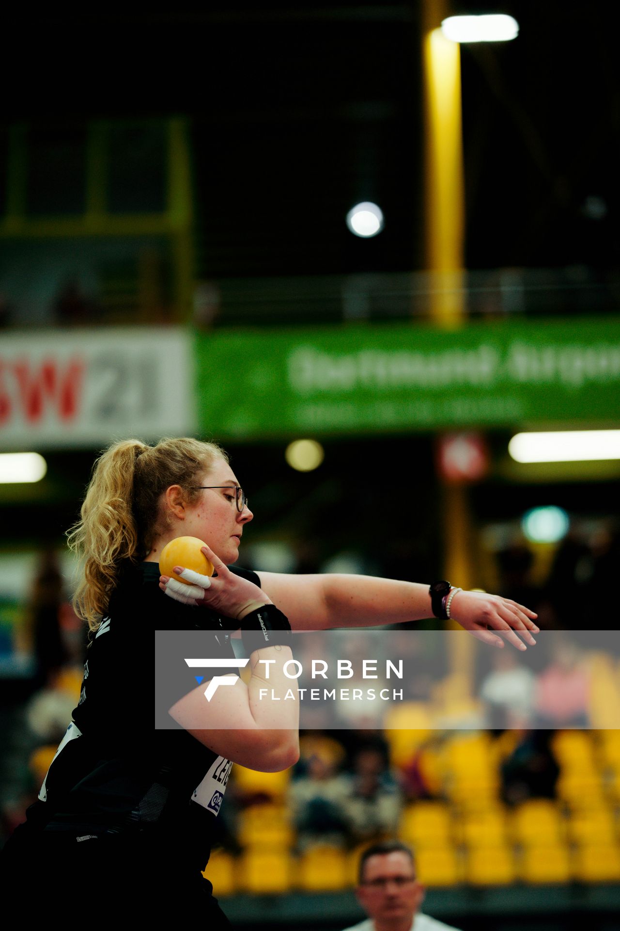 Nadine Leigers (TSG Dissen) am 27.02.2026 bei den Deutschen Hallen Meisterschaften in der Helmut-Körnig-Halle in Dortmund