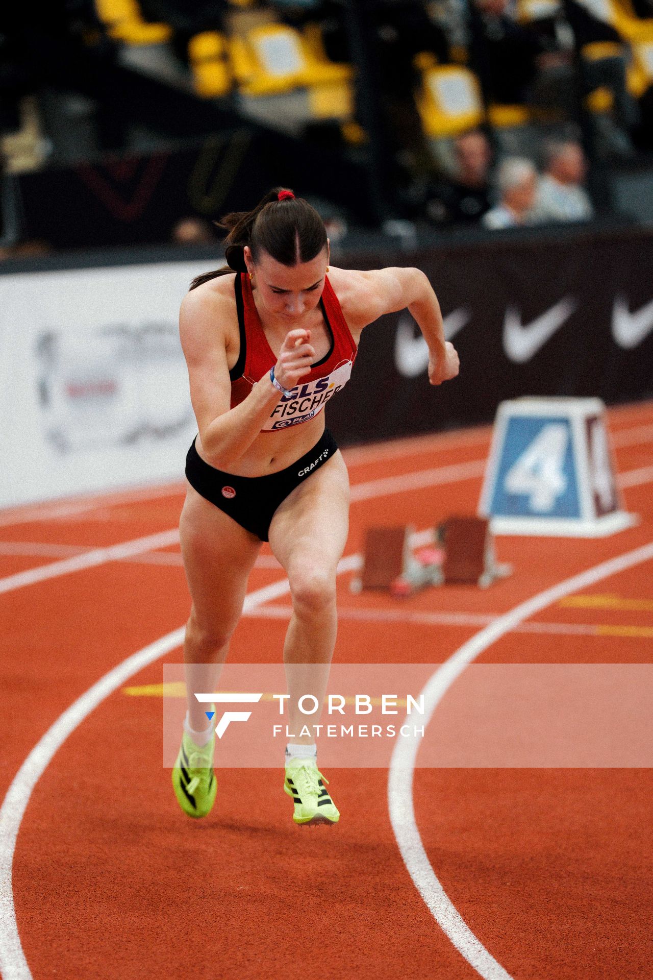 Luna Fischer (VfL Eintracht Hannover) am 01.03.2026 bei den Deutschen Hallen Meisterschaften in der Helmut-Körnig-Halle in Dortmund