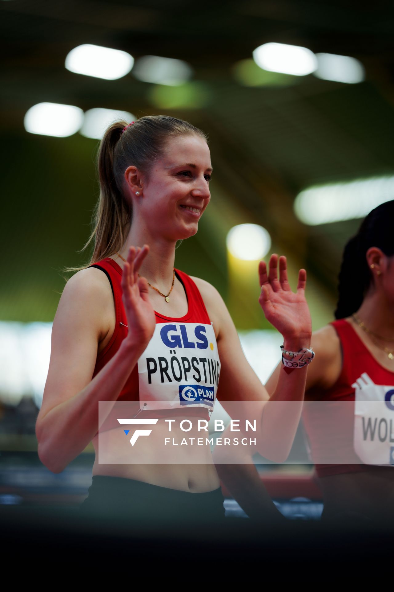 Marie Pröpsting (VfL Eintracht Hannover) am 01.03.2026 bei den Deutschen Hallen Meisterschaften in der Helmut-Körnig-Halle in Dortmund