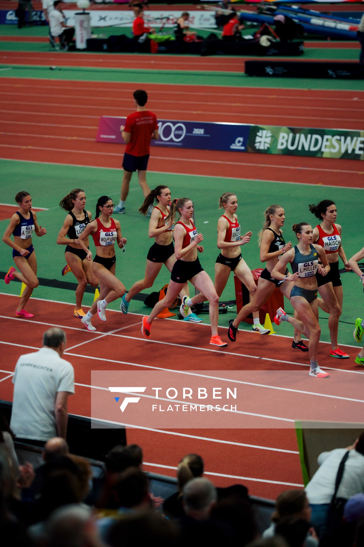 1500m der Frauen am 01.03.2026 bei den Deutschen Hallen Meisterschaften in der Helmut-Körnig-Halle in Dortmund