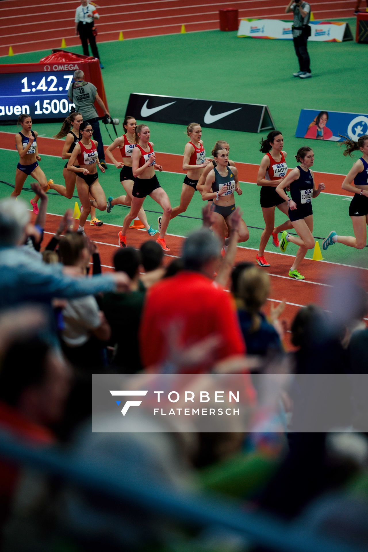 1500m der Frauen am 01.03.2026 bei den Deutschen Hallen Meisterschaften in der Helmut-Körnig-Halle in Dortmund