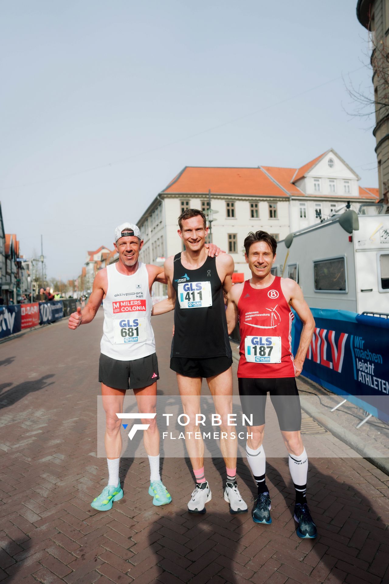 Markus Mey (Milers Colonia 2020), Matthias Weippert (TC Fiko Rostock), Carsten Hülss (ATS Buntentor Bremen) am 08.03.2026 bei den Deutschen Meisterschaften 10 km Straße in Uelzen