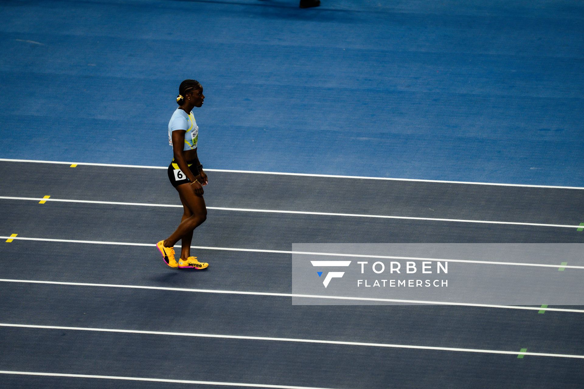 Julien Alfred (Saint Lucia) on 21.03.2026 at the World Athletics Indoor Championships 2026 in Torun