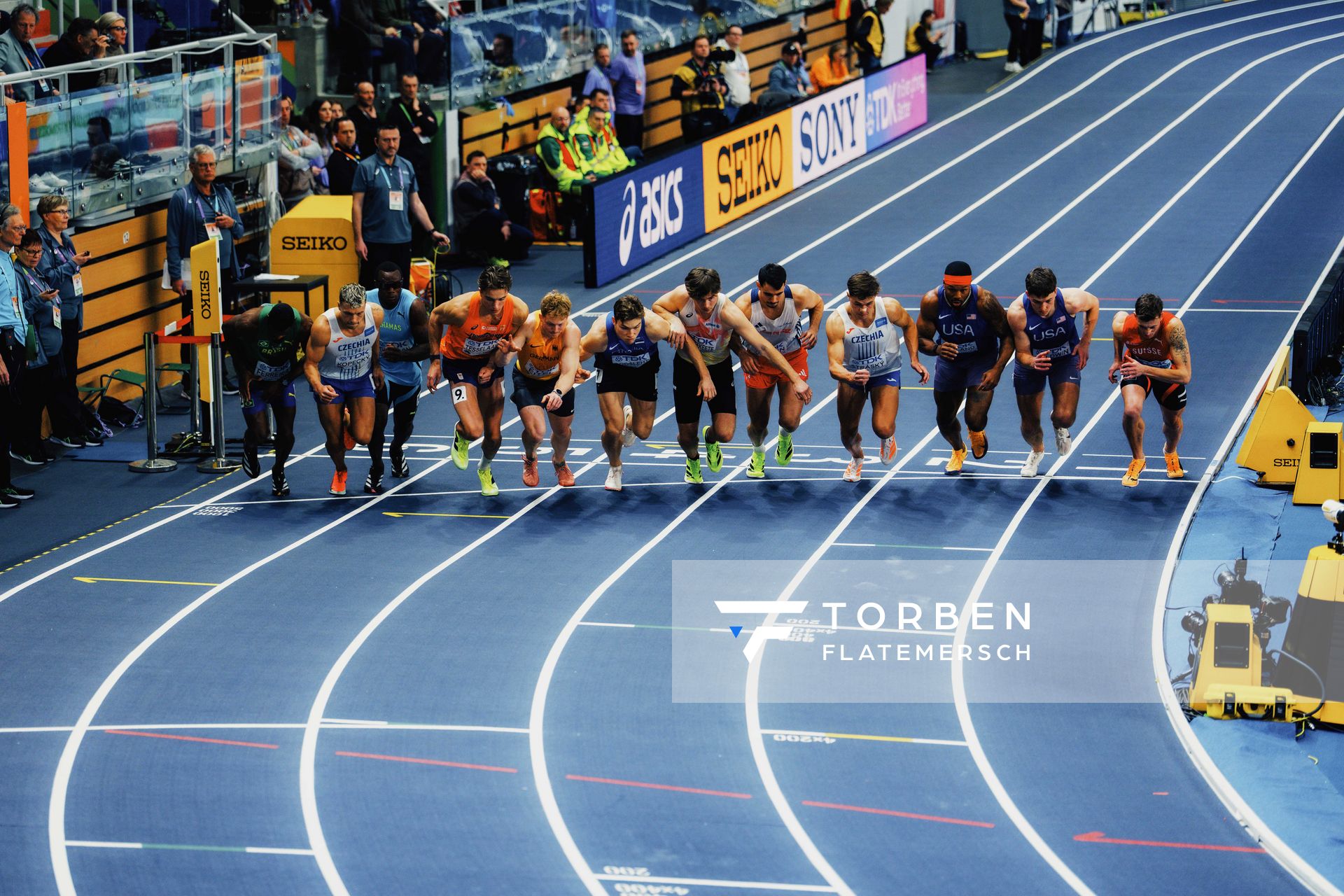 Manuel Eitel (Germany), Jeff Tesselaar (Netherlands), Simon Ehammer (Switzerland), Vilém Stráský (Czechia) on 21.03.2026 at the World Athletics Indoor Championships 2026 in Torun