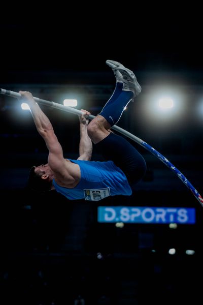 Matt Ludwig (USA) beim Stabhochsprung am 20.02.2022 beim ISTAF in Duesseldorf