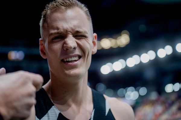 Sam Kendricks (USA) beim Stabhochsprung am 20.02.2022 beim ISTAF in Duesseldorf