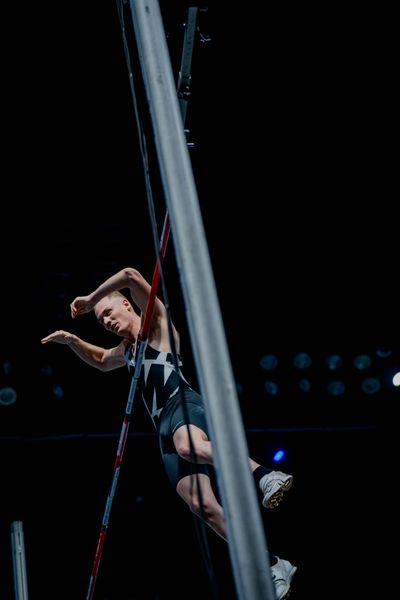 Sam Kendricks (USA) beim Stabhochsprung am 20.02.2022 beim ISTAF in Duesseldorf