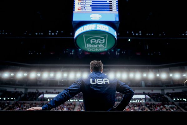 Matt Ludwig (USA) im Stabhochsprung am 29.01.2023 beim ISTAF Indoor im PSD Bank Dome in Duesseldorf