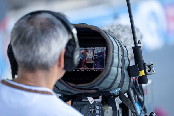 TV am 08.08.2020 waehrend den deutschen Leichtathletik-Meisterschaften 2020 im Eintracht-Stadion in Braunschweig