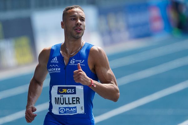 Steven Mueller (LG OVAG Friedberg-Fauerbach) im 200m Vorlauf am 09.08.2020 waehrend den deutschen Leichtathletik-Meisterschaften 2020 im Eintracht-Stadion in Braunschweig an Tag 2 (Vormittags-Session)