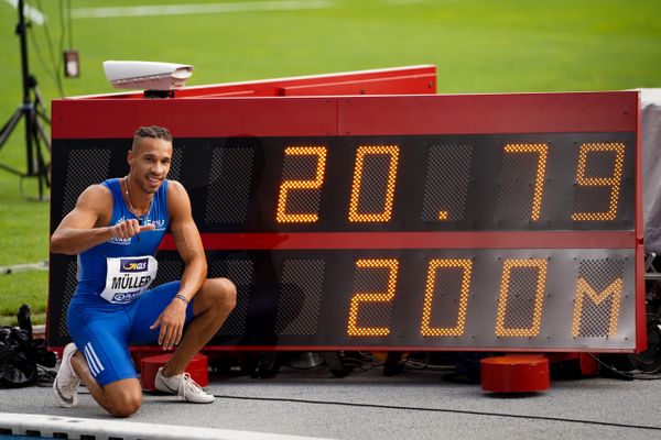 Deutscher Meister Steven Mueller (LG OVAG Friedberg-Fauerbach) am 09.08.2020 waehrend den deutschen Leichtathletik-Meisterschaften 2020 im Eintracht-Stadion in Braunschweig an Tag 2 (Nachmittags-Session)