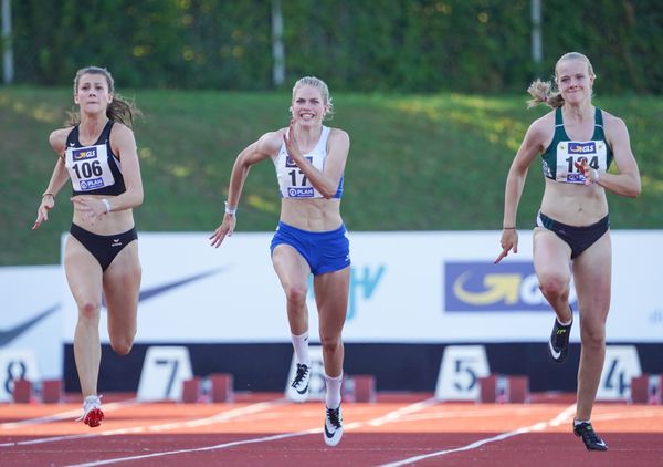 Marie Dehning (LG Celle-Land) ueber 100m bei den deutschen Leichtathletik-Mehrkampfmeisterschaften (Tag 1) am 21.08.2020 in Vaterstetten (Bayern)