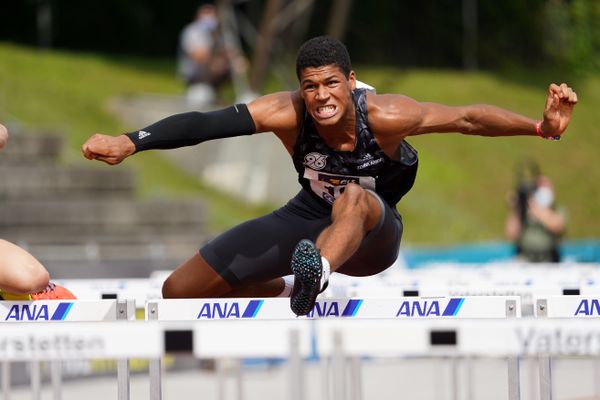 Malik Diakite (Hannover 96) ueber 110m Huerden;Deutsche Leichtathletik-Mehrkampfmeisterschaften (Tag 3) am 23.08.2020 in Vaterstetten (Bayern)