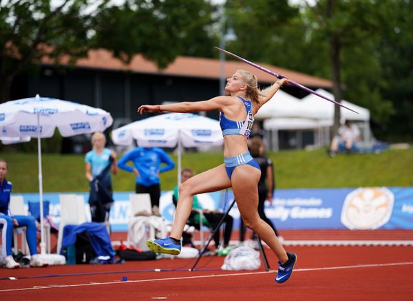 Lara Siemer (Rukeli Trollmann e. V.) im Speerwurf; Deutsche Leichtathletik-Mehrkampfmeisterschaften (Tag 3) am 23.08.2020 in Vaterstetten (Bayern)