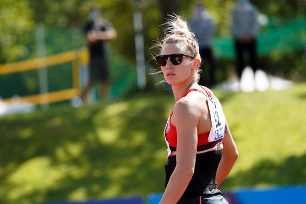 Carolin Schaefer (LG Eintracht Frankfurt) beim Speerwurf; Deutsche Leichtathletik-Mehrkampfmeisterschaften (Tag 3) am 23.08.2020 in Vaterstetten (Bayern)