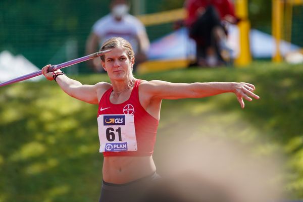 Anna Maiwald (TSV Bayer 04 Leverkusen) beim Speerwurf; Deutsche Leichtathletik-Mehrkampfmeisterschaften (Tag 3) am 23.08.2020 in Vaterstetten (Bayern)