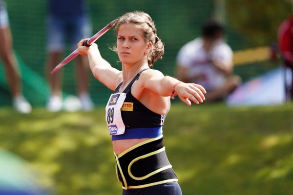 Mareike Roesing (USC Mainz) beim Speerwurf; Deutsche Leichtathletik-Mehrkampfmeisterschaften (Tag 3) am 23.08.2020 in Vaterstetten (Bayern)