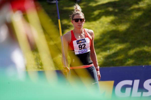 Carolin Schaefer (LG Eintracht Frankfurt) beim Speerwurf; Deutsche Leichtathletik-Mehrkampfmeisterschaften (Tag 3) am 23.08.2020 in Vaterstetten (Bayern)