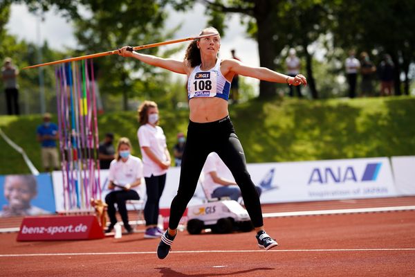 Angela Stockert (SpVgg. Auerbach/Streitheim) beim Speerwurf; Deutsche Leichtathletik-Mehrkampfmeisterschaften (Tag 3) am 23.08.2020 in Vaterstetten (Bayern)