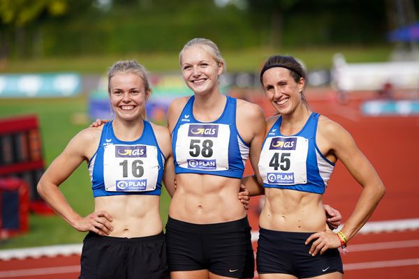 MTV Luebeck: Paula de Boer (MTV Luebeck), Janina Lange (MTV Luebeck), Katharina Kemp (MTV Lübeck); Deutsche Leichtathletik-Mehrkampfmeisterschaften (Tag 3) am 23.08.2020 in Vaterstetten (Bayern)