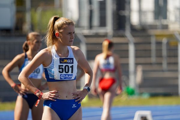 Nane Maass (Polizei SV Eutin) vor dem 400m Vorlauf am 04.09.2020 waehrend den deutschen Leichtathletik-Jugendmeisterschaften im Frankenstadion in Heilbronn (Tag1)