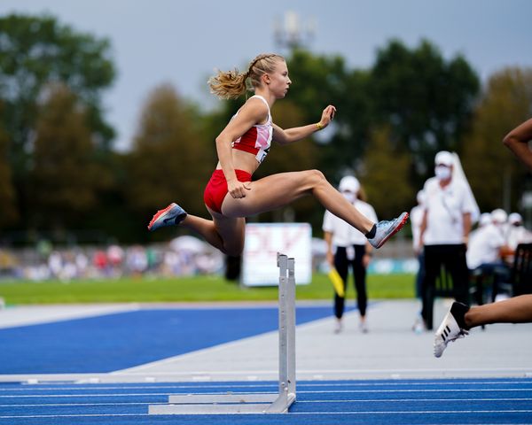 Viviane Heilmann (Sportclub Magdeburg) ueber 400m Huerden am 05.09.2020 waehrend den deutschen Leichtathletik-Jugendmeisterschaften im Frankenstadion in Heilbronn (Tag2)