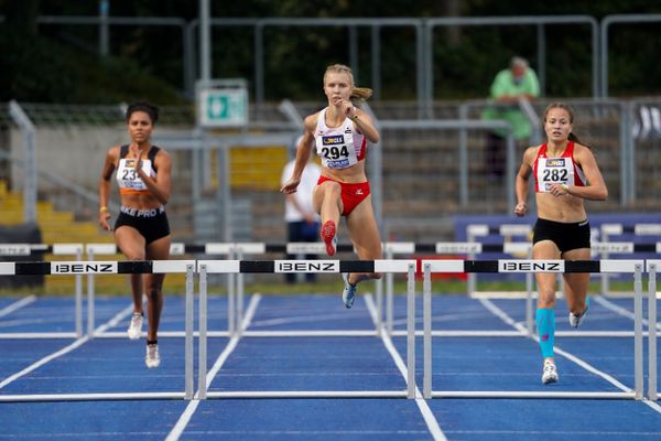 Viviane Heilmann (Sportclub Magdeburg) ueber 400m Huerden am 05.09.2020 waehrend den deutschen Leichtathletik-Jugendmeisterschaften im Frankenstadion in Heilbronn (Tag2)