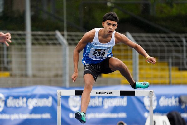 Jason Gordon (OTB Osnabrueck) ueber 400m Huerden am 05.09.2020 waehrend den deutschen Leichtathletik-Jugendmeisterschaften im Frankenstadion in Heilbronn (Tag2)