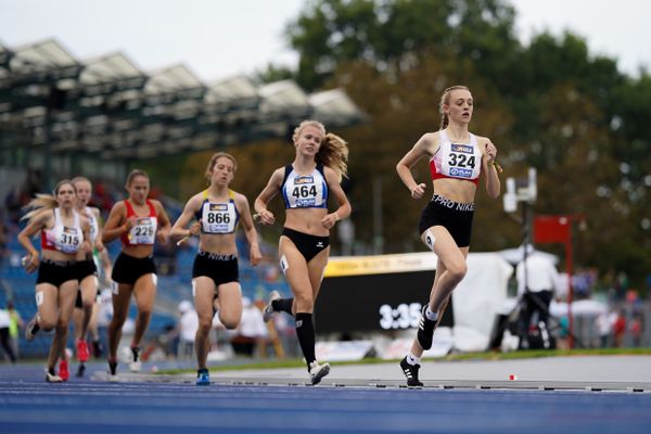 Nele Heymann (TuS Haren) im 1500m Finale am 05.09.2020 waehrend den deutschen Leichtathletik-Jugendmeisterschaften im Frankenstadion in Heilbronn (Tag2)