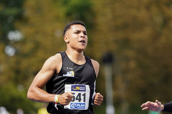 Gregory Minoue (TV Angermund) am 06.09.2020 waehrend den deutschen Leichtathletik-Jugendmeisterschaften im Frankenstadion in Heilbronn (Tag 3)