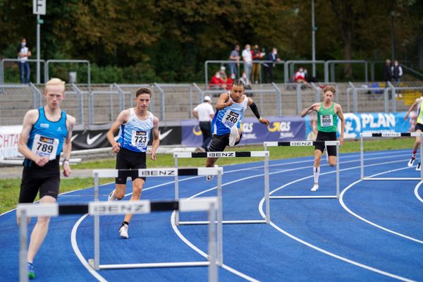 Jordan Gordon (OTB Osnabrueck) im 400m Huerden Finale am 06.09.2020 waehrend den deutschen Leichtathletik-Jugendmeisterschaften im Frankenstadion in Heilbronn (Tag 3)