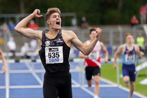 Marcel Meyer (Hannover 96) gewinnt die 400m Huerden der U20 am 06.09.2020 waehrend den deutschen Leichtathletik-Jugendmeisterschaften im Frankenstadion in Heilbronn (Tag 3)