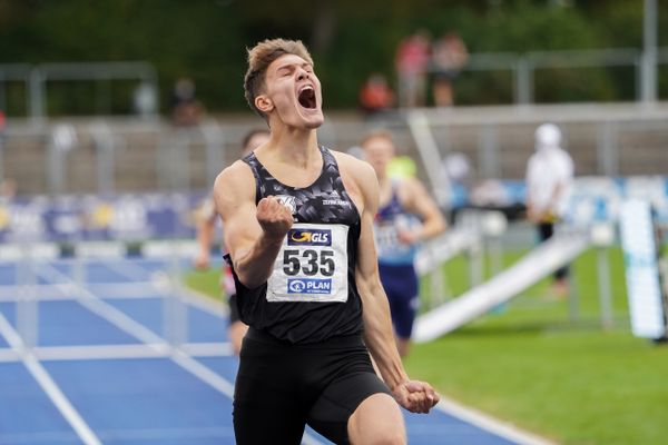 Marcel Meyer (Hannover 96) gewinnt die 400m Huerden der U20 am 06.09.2020 waehrend den deutschen Leichtathletik-Jugendmeisterschaften im Frankenstadion in Heilbronn (Tag 3)