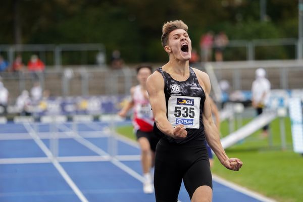 Marcel Meyer (Hannover 96) gewinnt die 400m Huerden der U20 am 06.09.2020 waehrend den deutschen Leichtathletik-Jugendmeisterschaften im Frankenstadion in Heilbronn (Tag 3)