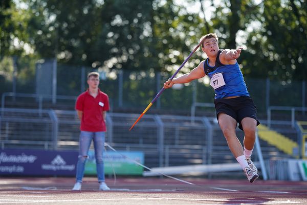 Max Dehning (LG Celle-Land) im Speerwurf am 19.09.2020 waehrend den niedersaechsischen Leichtathletik-Landesmeisterschaften U18/U20 im Stadion am Marschweg in Oldenburg (Tag 1)