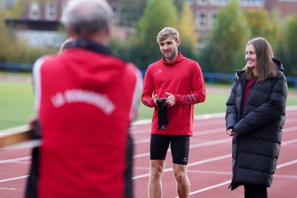 Fabian Dammermann (LG Osnabrueck) mit der Smartrack-App am 15.10.2020 im Sportpark Gretesch