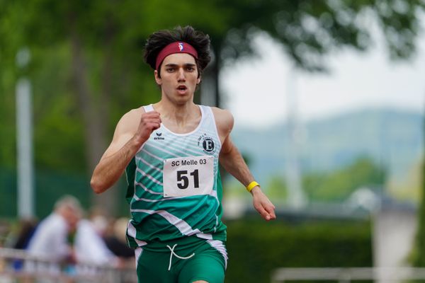 Yasin Burak Tuncay (Eintracht Hildesheim) ueber 200m am 29.05.2021 waehrend des Frank Ruediger Sportfestes auf dem Carl-Starcke-Platz in Melle