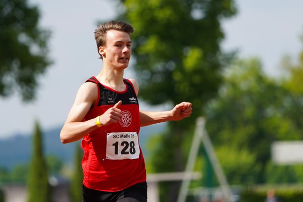 Florian Kroll (LG Osnabrueck) ueber 200m am 29.05.2021 waehrend des Frank Ruediger Sportfestes auf dem Carl-Starcke-Platz in Melle